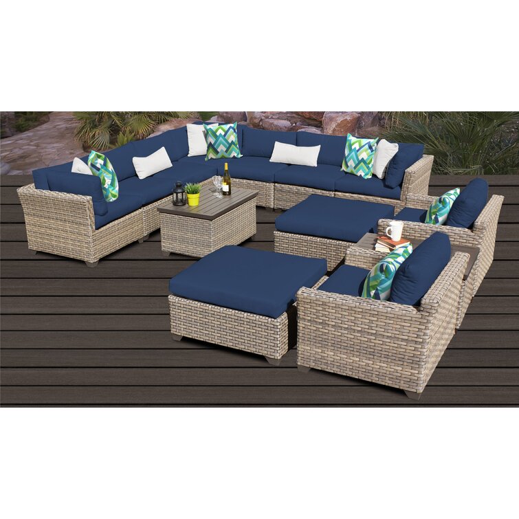 13 piece rattan sectional seating group with cushions hotsell